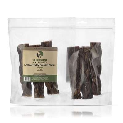 Furever Naturals 3 pack 6" Moo Taffy Braided Stick