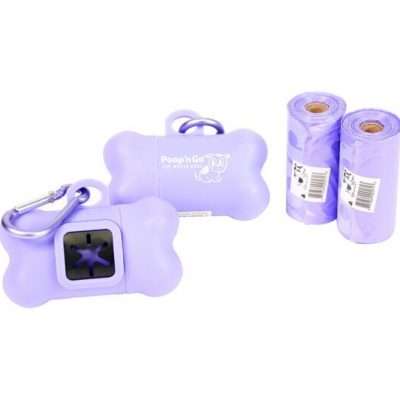 GoGo® Poop n' Go Purple Dispenser w/Matching Refill Roll, Bulk