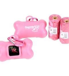 GoGo® Poop n' Go Pink Dispenser w/Matching Refill Roll, Bulk